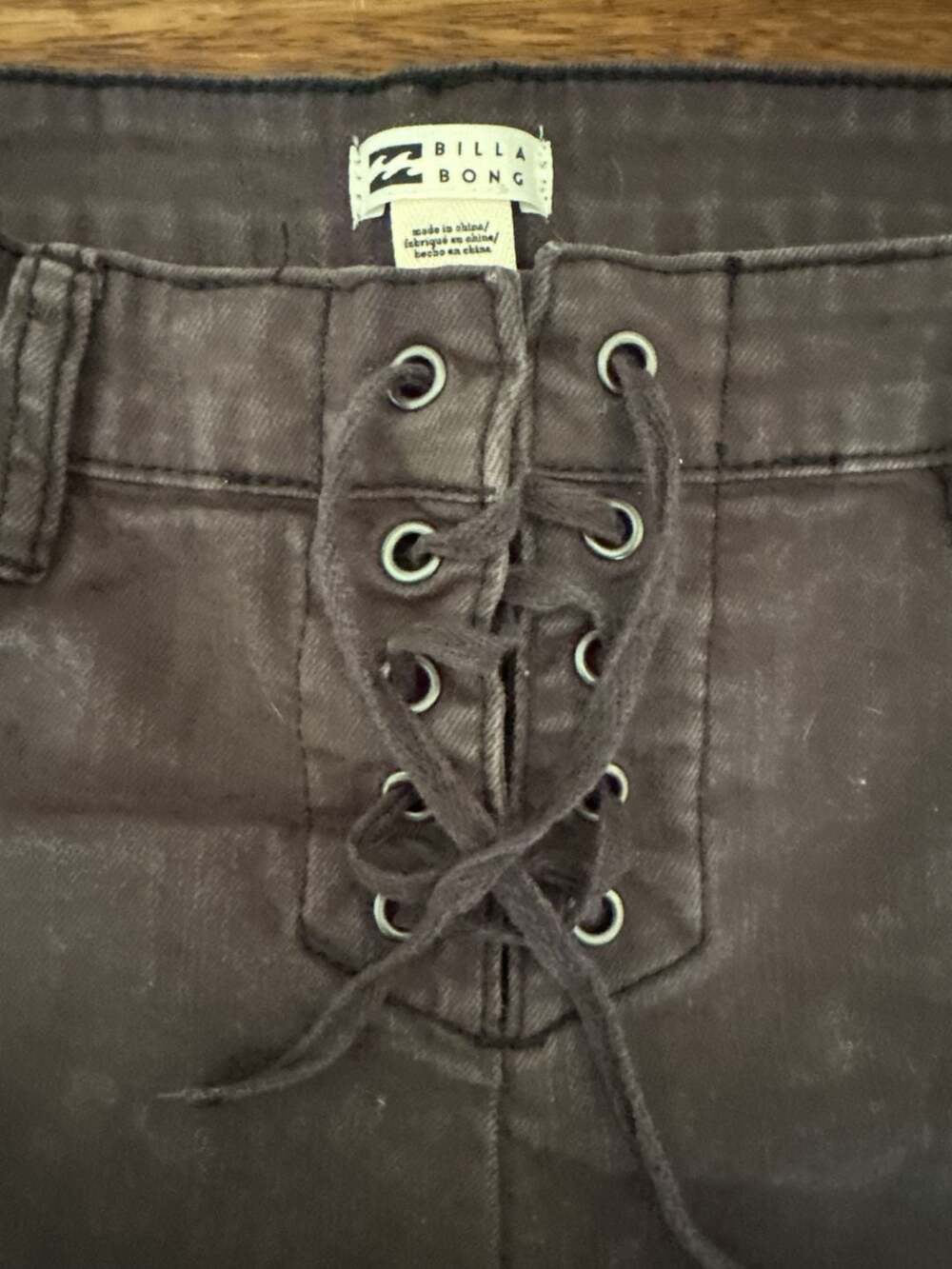 Billabong Women's Lite Hearted Frayed Lace-Up Denim Shorts - Picture 2 of 6